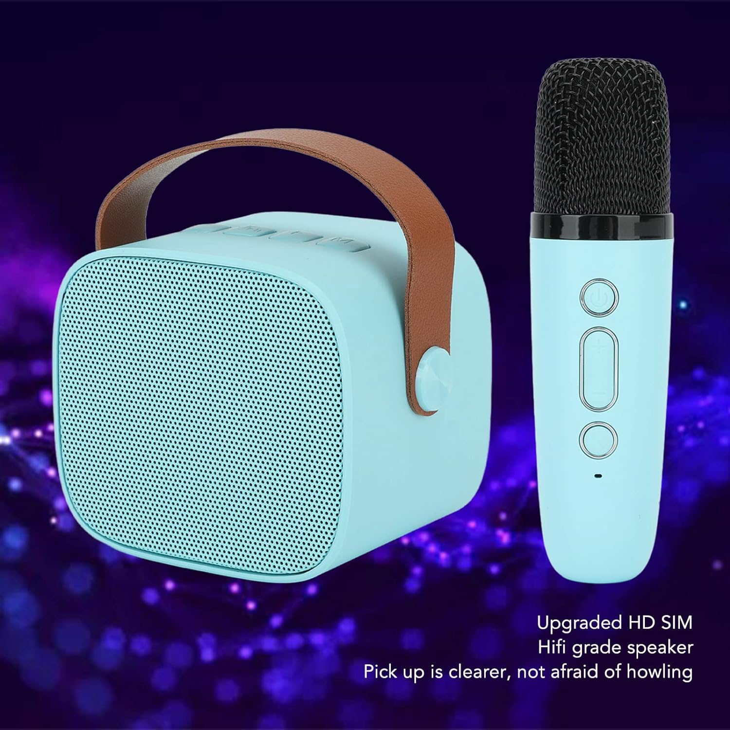 Jeanoko Mini Karaoke Machine, Long Battery Life Stable Transfer Kids Portable Bluetooth Speaker Machine Clear Sound for Outdoor Parties(Blue)