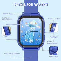 Hepoasky Kids Smart Watches Girls Boys Toys Gift for Girls Boys Toys for 4 5 6 7 8 9 10 11 12 Year Old Girls Birthday Gift Blue