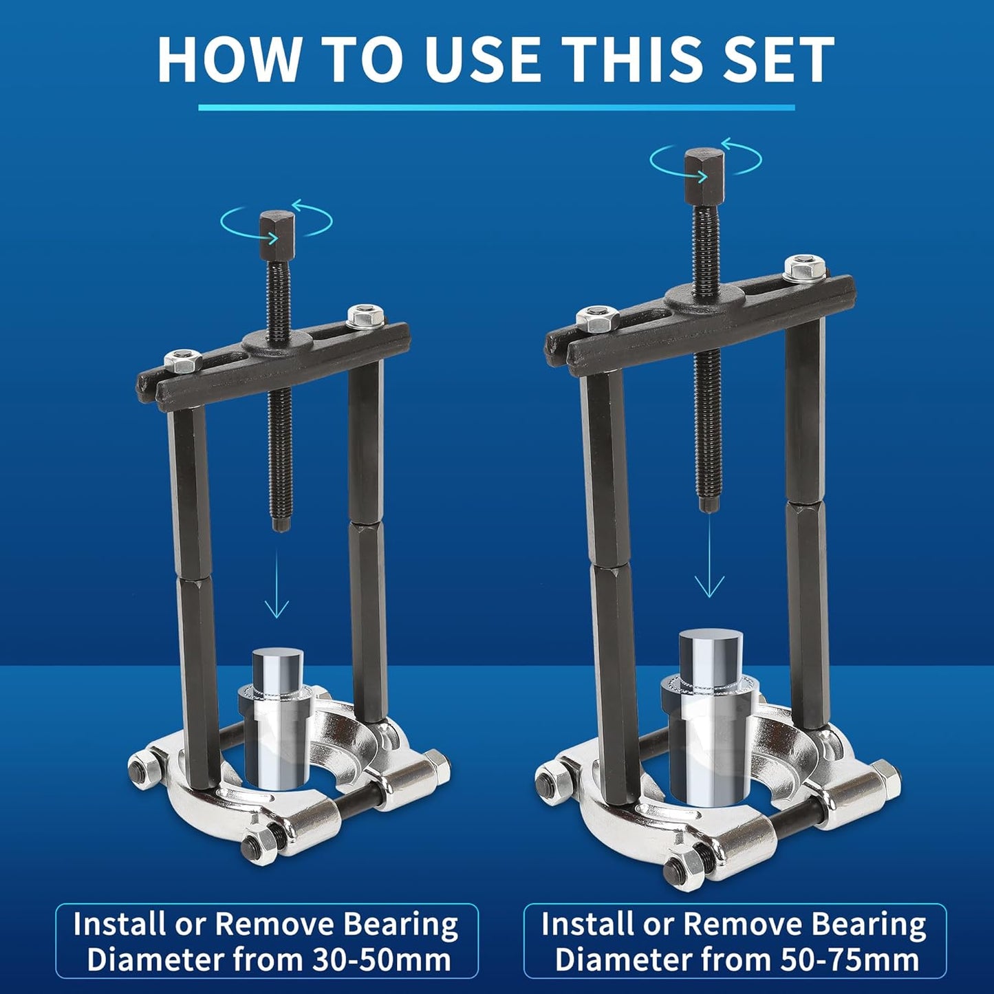 14Pcs Bearing Puller Set: 5 Ton Capacity Bearing Splitter – In Use