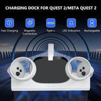 Charging Dock for Oculus Quest 2, VR Headset Charging Stand with 2 Rechargeable Battery, USB C Charger and Cable, LED Indicator, Keeps Your Game Room Neat and Organized