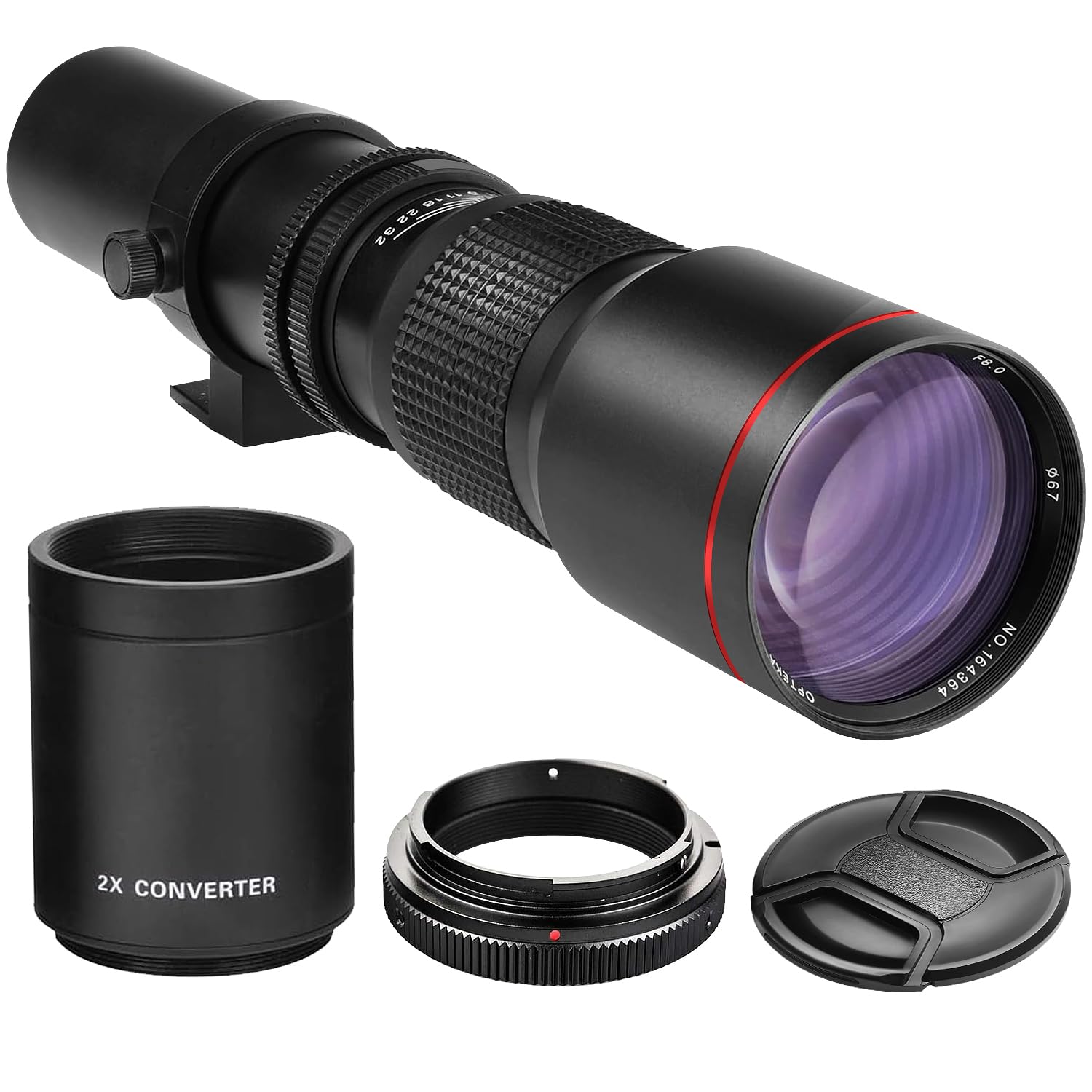 High-Power 500mm/1000mm f/8 Manual Telephoto Lens for Canon Digital EOS Rebel T1i T2i T3 T3i T4i T5 T5i T6i T6s SL1 EOS60D EOS70D 50D 40D 30D EOS 5D EOS1D EOS5D III EOS 5Ds EOS 6D EOS 7D EOS 7D Mark II Digital SLR Cameras - BLACK