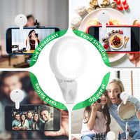 Selfie Light, Rechargeable Portable Selfie Ring Phone Light Clip. Suitable for Cell Phones, laptops, Tablets, Selfie/Zoom Call/Photography/Makeup (RGB)