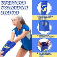 Aoriher Volleyball Knee Pads and Volleyball Arm Sleeves with Protection Pad Forearm Elbow Sleeve with Thumb Hole Volleyball Accessories for Teen Girls Women Youth Teen Basketball, Age 8-14 (Blue)