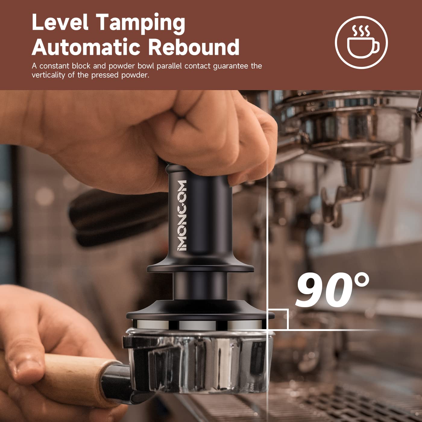 Imoncom 51.5mm Espresso Tamper, Unique Dual Calibrated Spring Loaded Coffee Tamper with Premium Aluminum Handle Stainless Steel Ripple Base for Barista Home Coffee Espresso Accessories