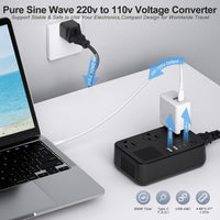 220v to 110v Converter with 2 Type-C 2 USB Charging 3 AC Ports 300W Travel Power Converter Adapter Combo Voltage Converter US to Europe UK AU Asia 150+ Countries Universal Travel Adapter F/E,C,G,I,A P