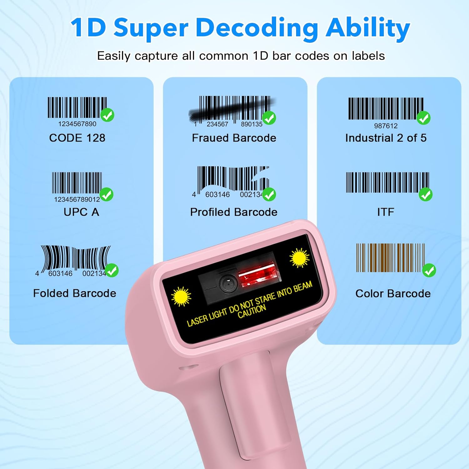 Symcode USB 1D Barcode Scanner, Handheld Wired CCD Laser Barcode Reader Scanner Supports Screen Scan UPC Bar Code Scanner for Warehouse, Library, Supermarket, POS