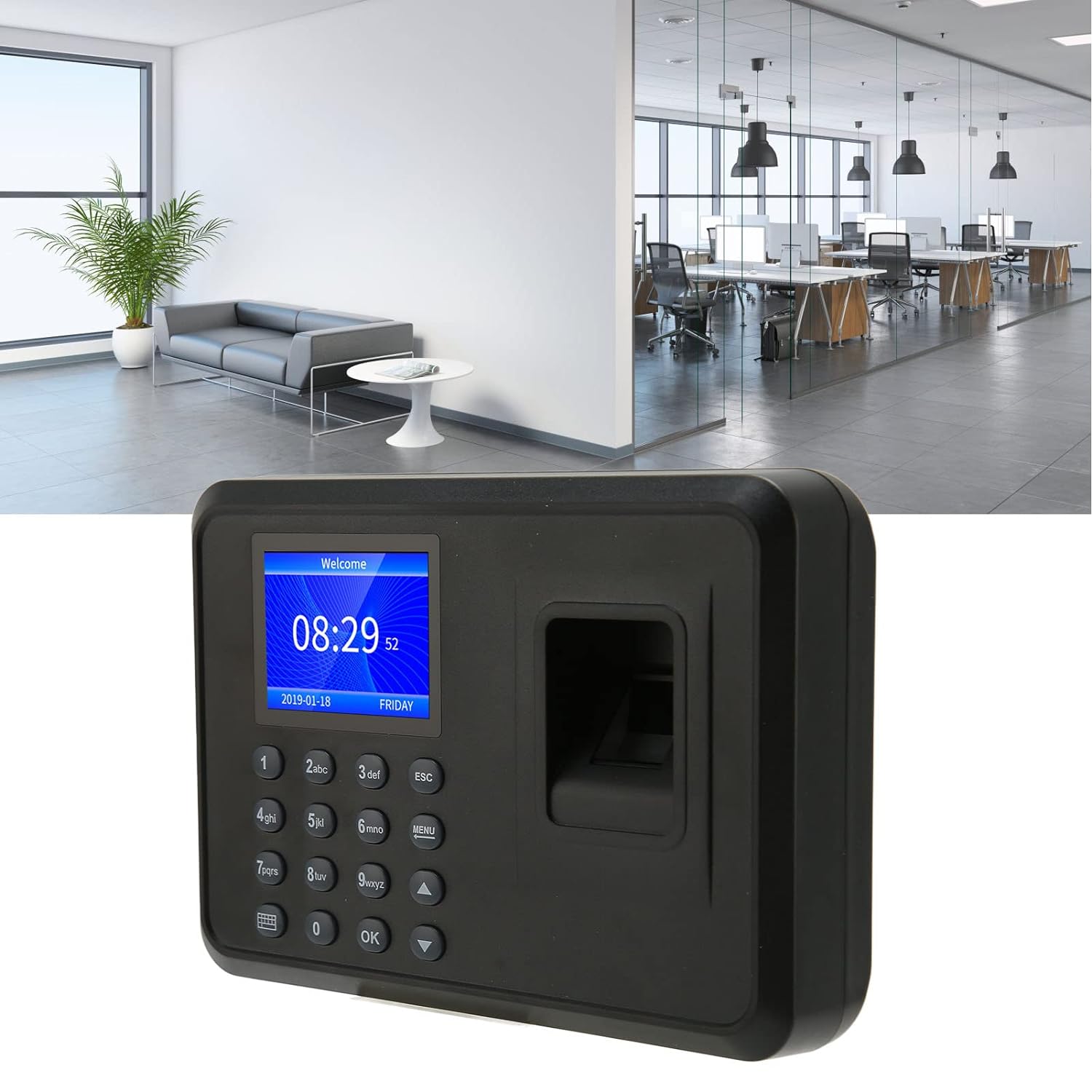 Luqeeg Time Clock, Fingerprint Assistance Machine with Free Software 2.4 Inch Name Biometric Fingerprint Machine for Business and Offices