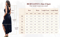 BeryLove Women's Floral Lace Chiffon Bridesmaid Formal Dress Hi-Lo Swing Party Dress 35BlackXS