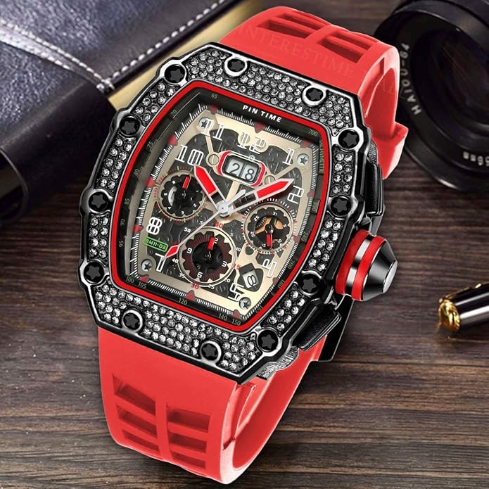 Mens Bling Punk Diamond Chronograph Watches Fashion Style – In Use