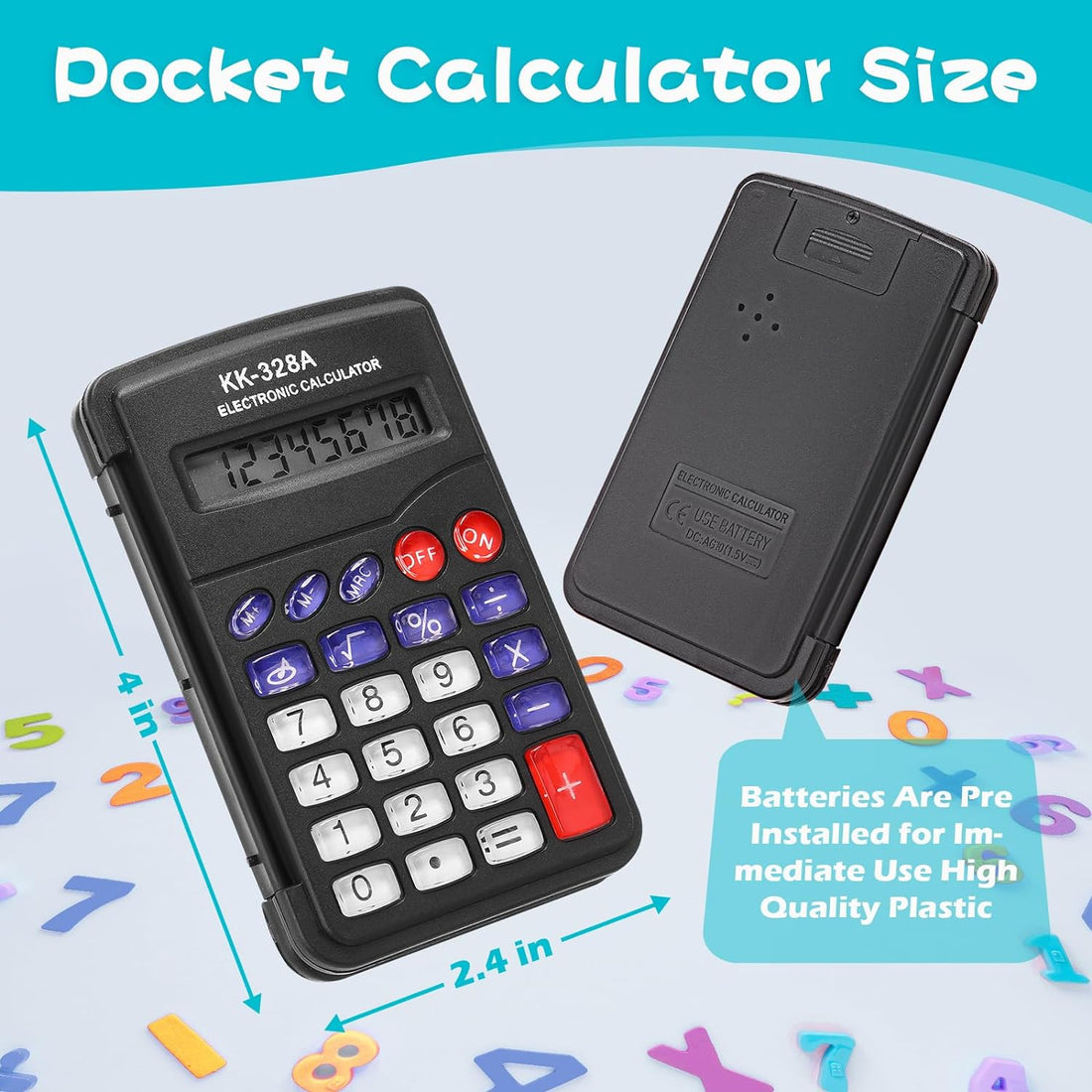 Kanayu 50 Pcs Pocket Size Calculators Bulk 8 Digit Display Handheld Calculator Basic Calculator with Cover Button Battery Black Mini Calculator for School Desktop Home Office Kids Teacher