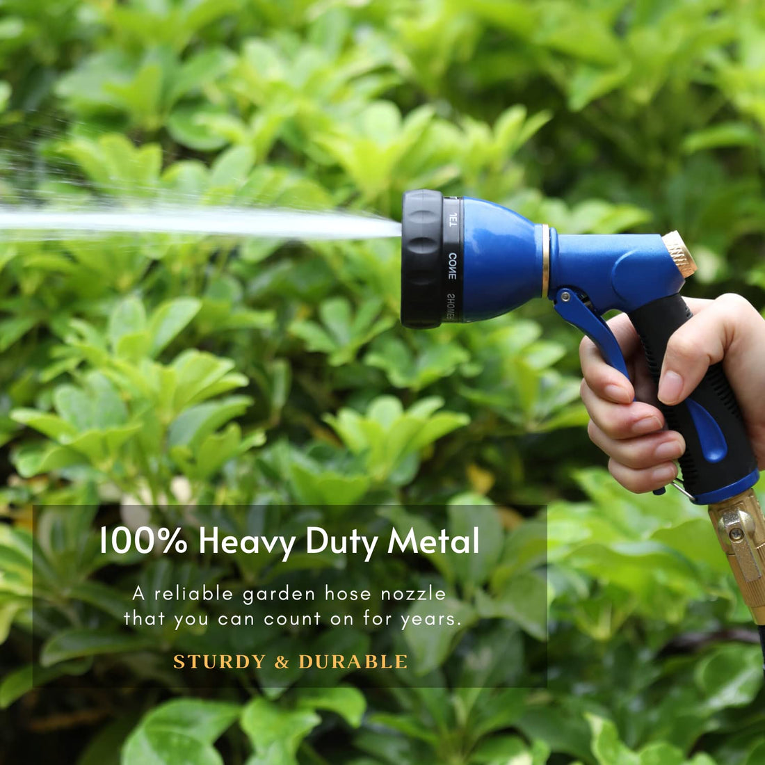 HOSUN Garden Hose Sprayer Nozzle 100% Heavy Duty Metal, Water Hose Nozzle with 8 Different Spray Patterns, High Pressure Hose Spray Nozzle for Watering Plant & Lawn, Washing Car & Pet