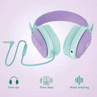 Riwbox Kids Headphones Wired,CS6 Stereo Sound Foldable Headphones for Kids Over Ear Toddler Headphones with Mic and Volume Control Compatible for Smartphones, PC and Tablets