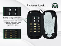 The Birdie Club Golf Glove Case - Golf Caddie Case with Phone Charging Cable Hole, Removable Glove Holder and Three Bonus Ball Markers - Bag Organizer for Golf Tees and Ball Markers (Birdie Black)