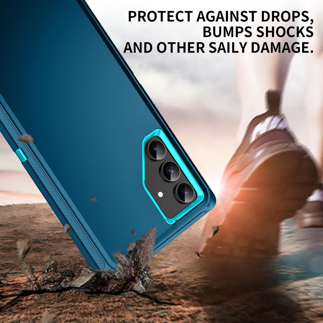 Mieziba for Galaxy S24 Case,Heavy Duty Shockproof Dust/Drop Poof 3 Layers Full Bady Protection Rugged Durable Cover Case for Galaxy S24,Turquoise