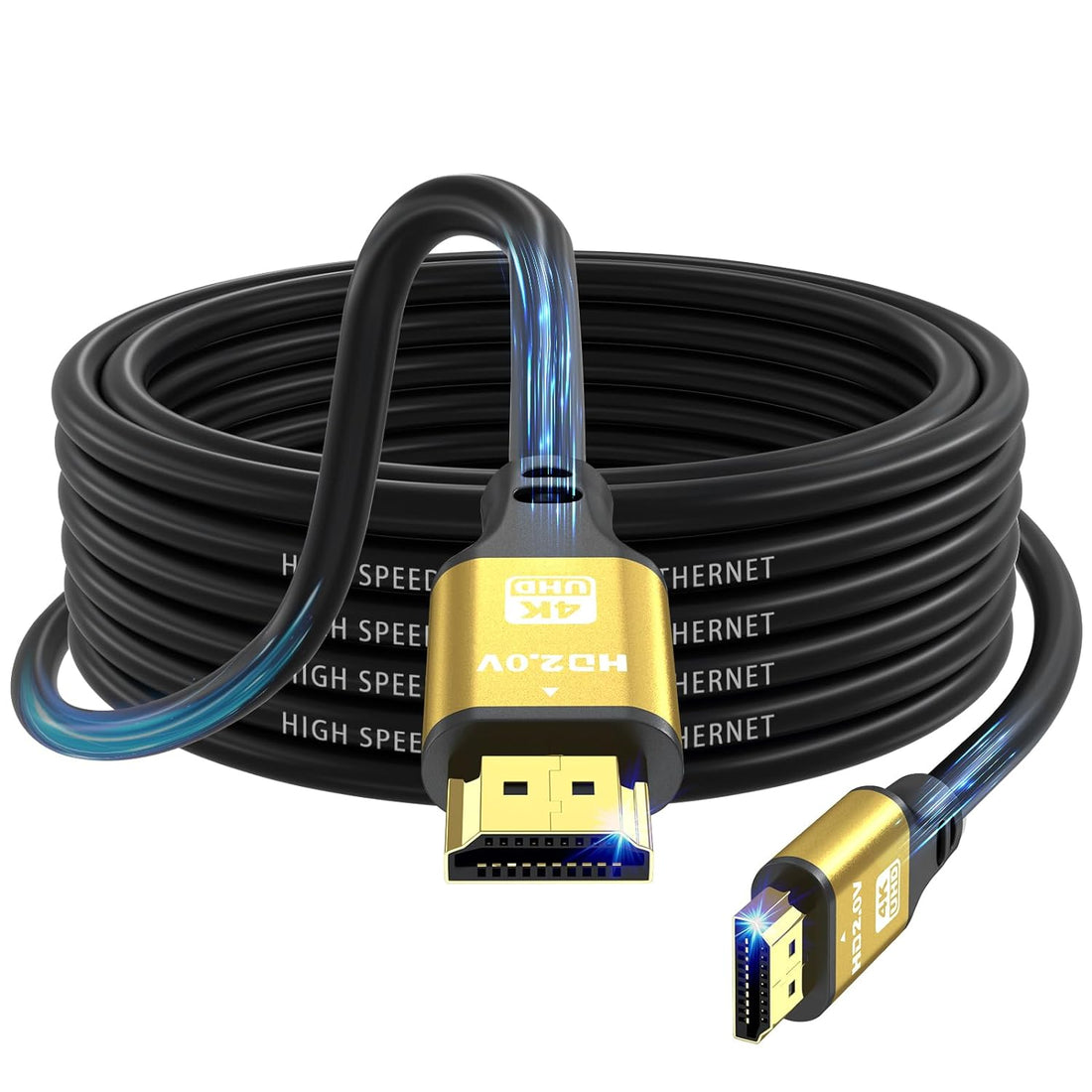 jojobnj HDMI Cable 25ft, 4K@60Hz, 18Gbps High Speed HDMI 2.0 Cord, Ultra HD,Ethernet Audio Return,Video 4K,1080p,3D,Arc, HDR Compatible with Xbox,PS5/PS4,HDTV,Laptop ect(Gold)