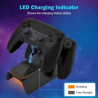 NexiGo PS5 Controller Charging Station, PS5 Charging Station 2 Hours Quick Charging with Power Supply for Playstation 5 Charging Station, PS5 Charging Station Controller for Playstation 5 Wireless Controller, Black