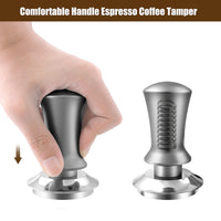 K COOL Espresso Hand Tamper, Premium Barista Coffee Tamper with Calibrated Spring, Stainless Steel Base Tamper Compatible with Espresso Machine Rancilio, Gaggia Bottomless Portafilter (58mm, Black)