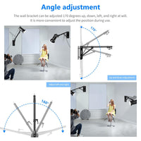 Neewer Triangle Wall Mounting Boom Arm for Photography Studio Video Strobe Lights Monolights Softboxes Umbrellas Reflectors,180 Degree Flexible Rotation,Max Length 51.1 inches/130 centimeters (Black)