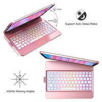 iPad Pro 11 inch Case with Keyboard(4th/3rd/2nd/1st Gen),10 Color Backlight Keyboard for iPad Air 5th/4th Generation 10.9 inch, 360° Rotatable Cover with Apple Pencil Holder (Rose Gold)