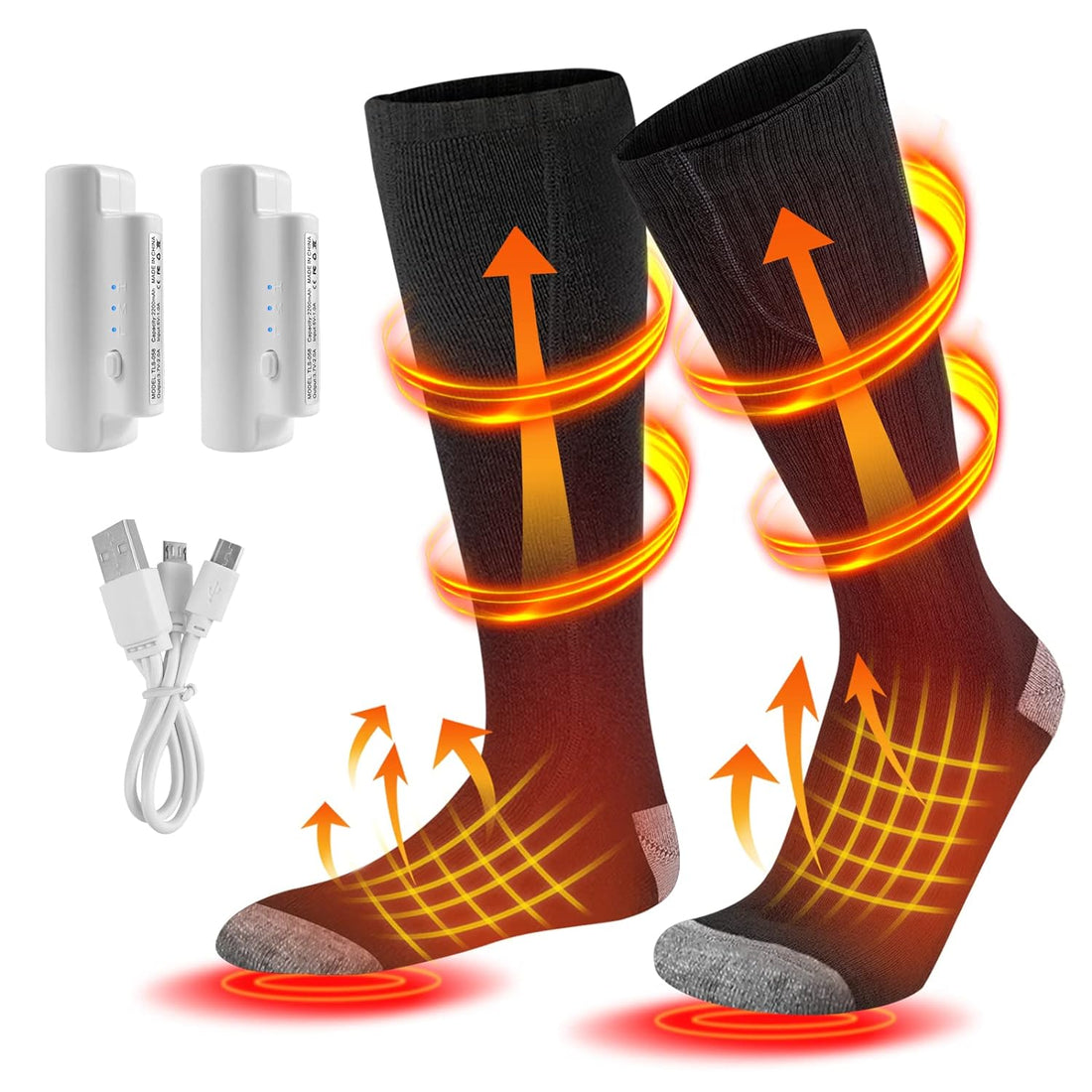 Heated Socks Electric Heating Socks Adjustable Rechargeable Foot Warmer Socks Unisex Heated Socks Thermal Winter Heated Socks for Outdoor Camping Hiking Skiing Hunting