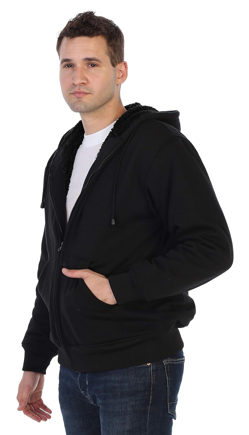 Gioberti Men Heavyweight Sherpa Lined Fleece Hoodie Jacket