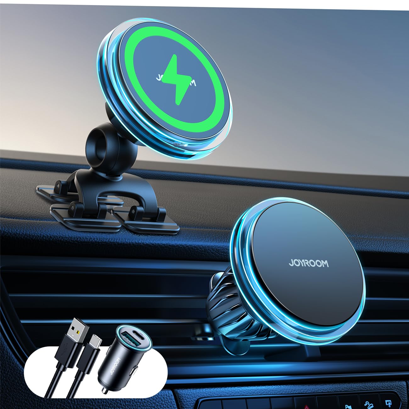 JOYROOM for Car Mount Charger, 15W Wireless Charger for Car Magnetic Magnets for Car Charger, Phone Mount Holder for Car Vent Charger Fits iPhone
