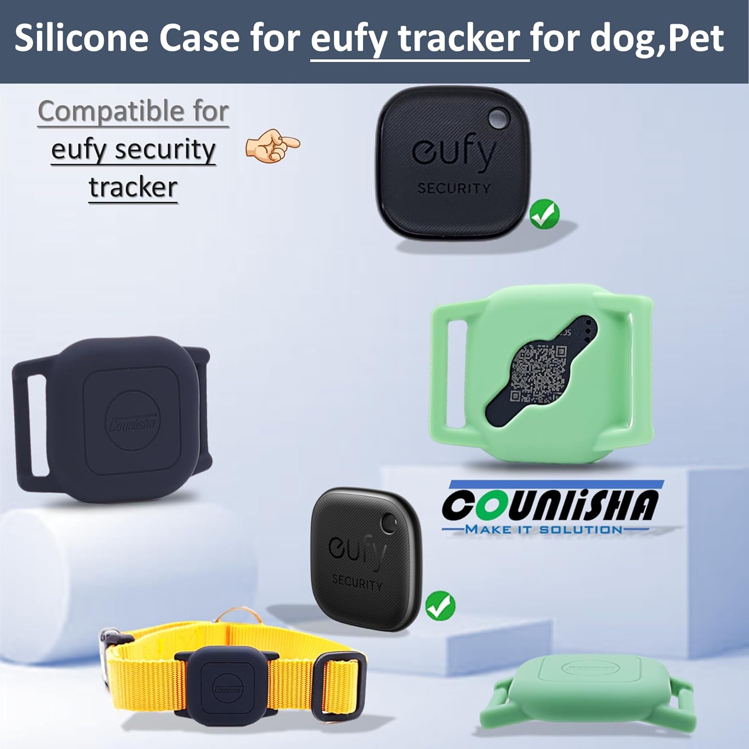 2 Pack Silicone Case for e ufy Security SmartTrack for Dog Collar, Slim Sleeve Cover Anker Finder for pet Necklace Accessories, Secure Holder for eufytag for cat Kids Bag