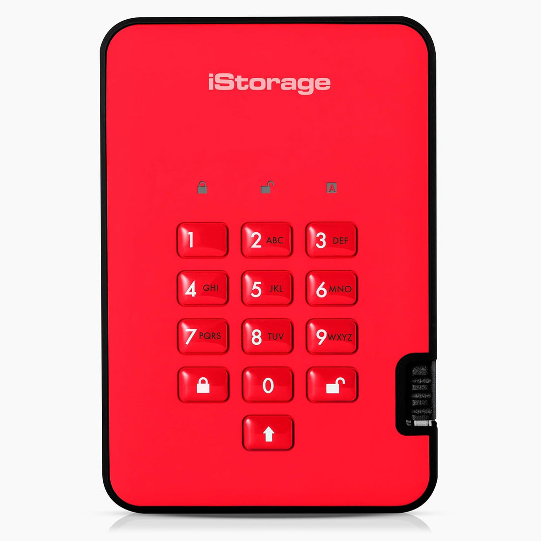 iStorage diskAshur2 HDD 2TB Red - Secure portable hard drive - Password protected, dust and water resistant, portable, military grade hardware encryption USB 3.1 IS-DA2-256-2000-R