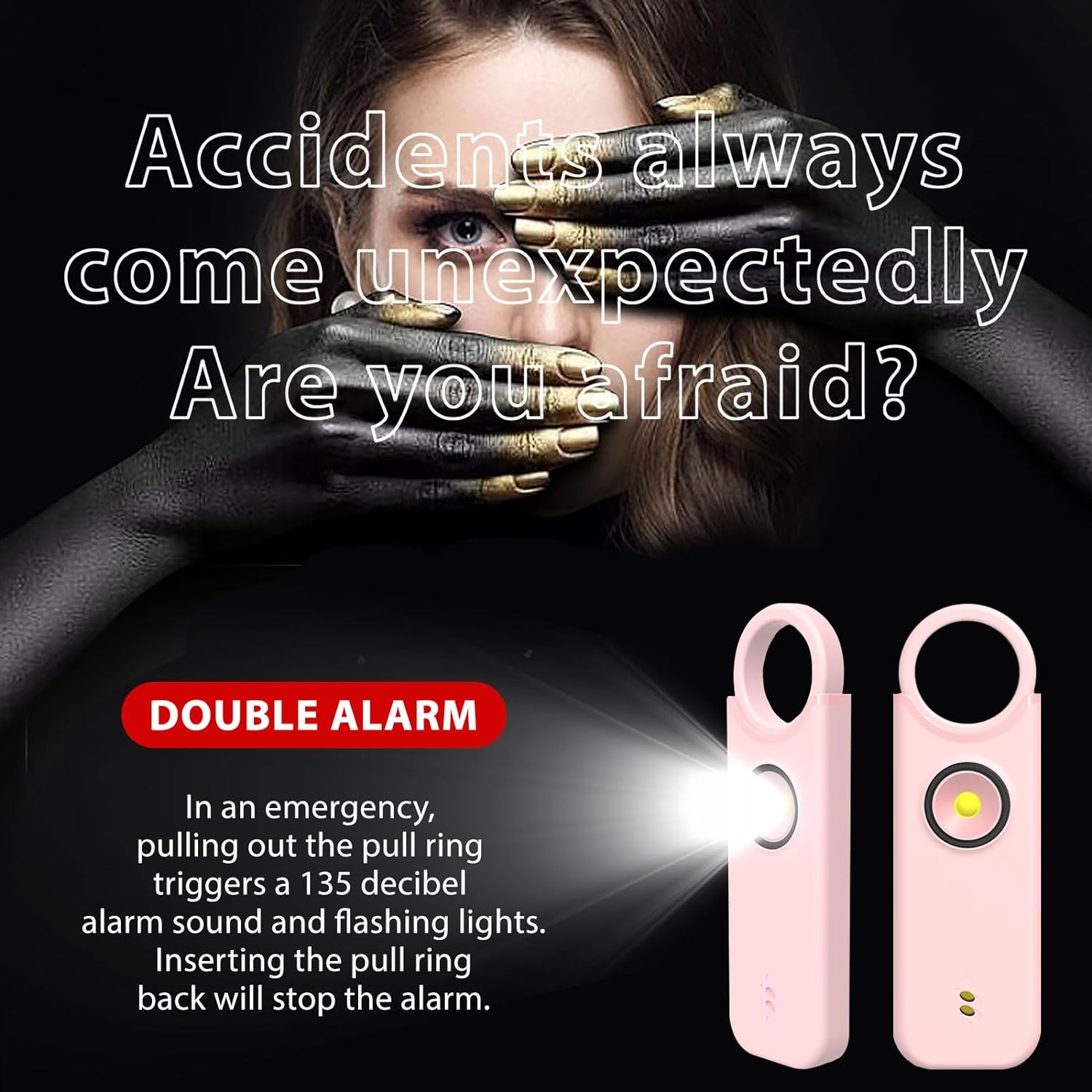 ARPHTYL Self Defense Keychain for Women Personal Safety Alarm Rechargeable Security Siren Protection Devices Panic Buttons Emergency 135db Strobe Light Upgraded Vibration Sensing Mode (Pink)