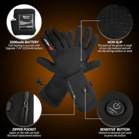 Heated Gloves, ANTARCTICA GEAR Winter Liners Heating Gloves for Men and Women, 3200mAh Rechargeable Battery Included, Hand Warm Gloves for Cold Weather（S）