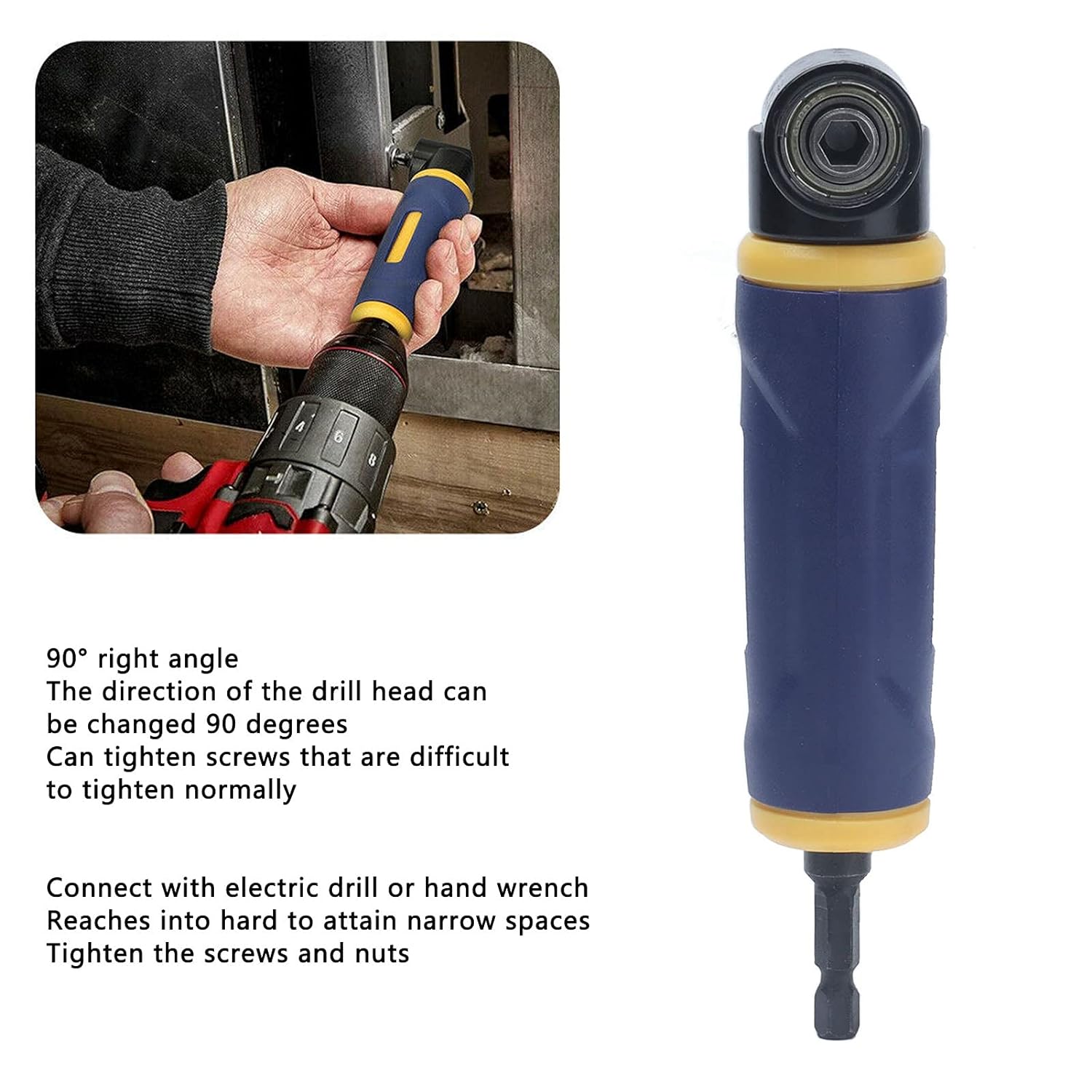 90 Degree Extension Driver, Right Angle Drill Adaptor 90 Degree Screwdriver Bit Corner Bit Cornerer Yellow Blue Drills, power magnetic drill presses