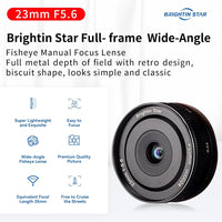 Brightin Star 23mm F5.6 Full Frame Portable Pancake Manual Focus Mirrorless Camera Lens, Fit for L-Mount Leica SL, SL2, T, TL, TL2, TL18, CL/Panasonic LUMIX S1, S1R, S1H/ Sigma FP