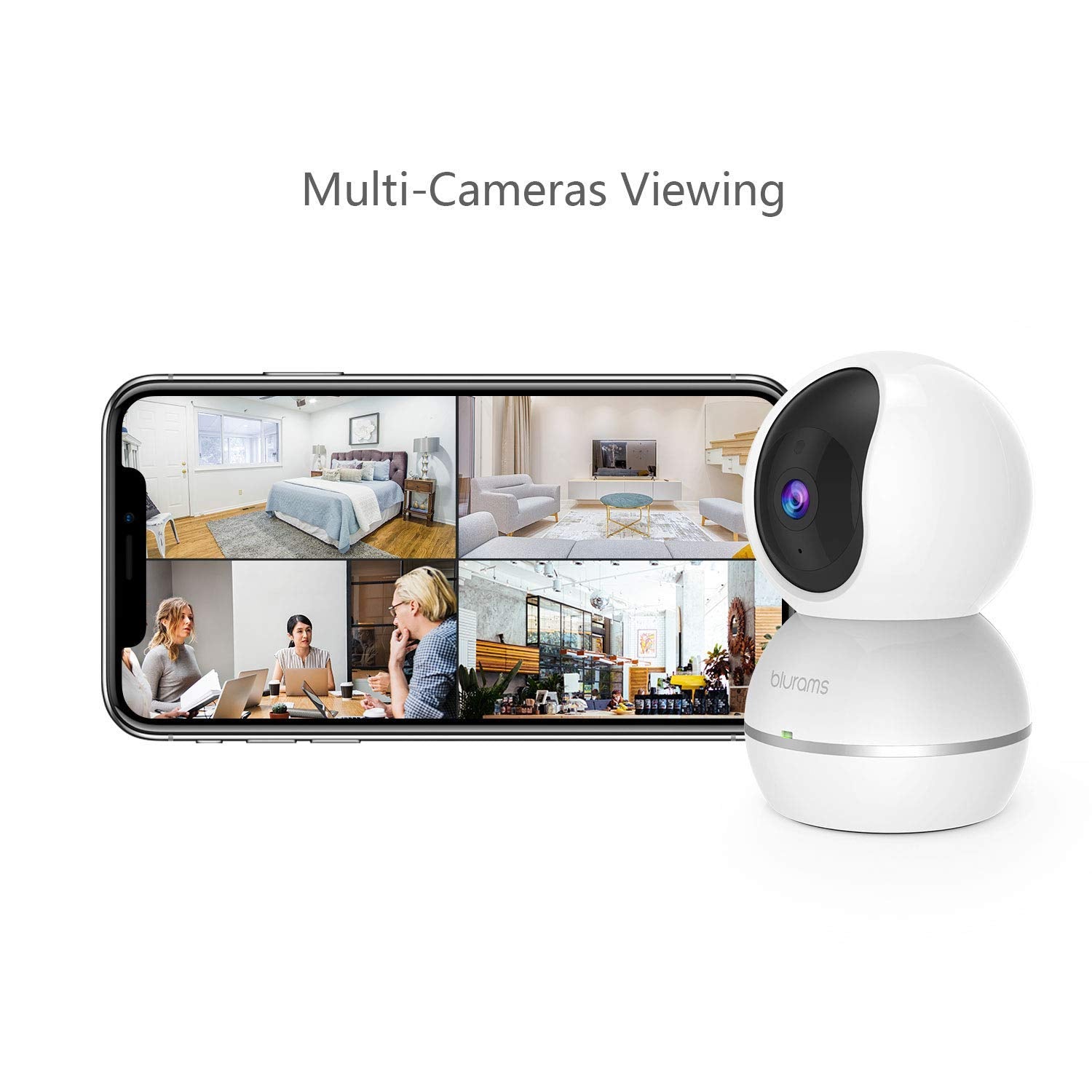 Blurams 1080P Dome Security Camera PTZ Surveillance System with Motion/Sound Detection (White)