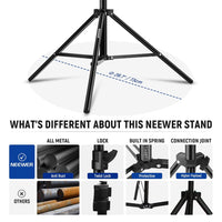 NEEWER Upgraded 75"/6.2'/190cm Photography Light Stand, Spring Loaded Collapsible Metal Tripod Stand with 1/4" Screw&Stronger Tube Joints for Strobe Softbox LED Light Ring Light, Max Load:13.5lb/6.5kg