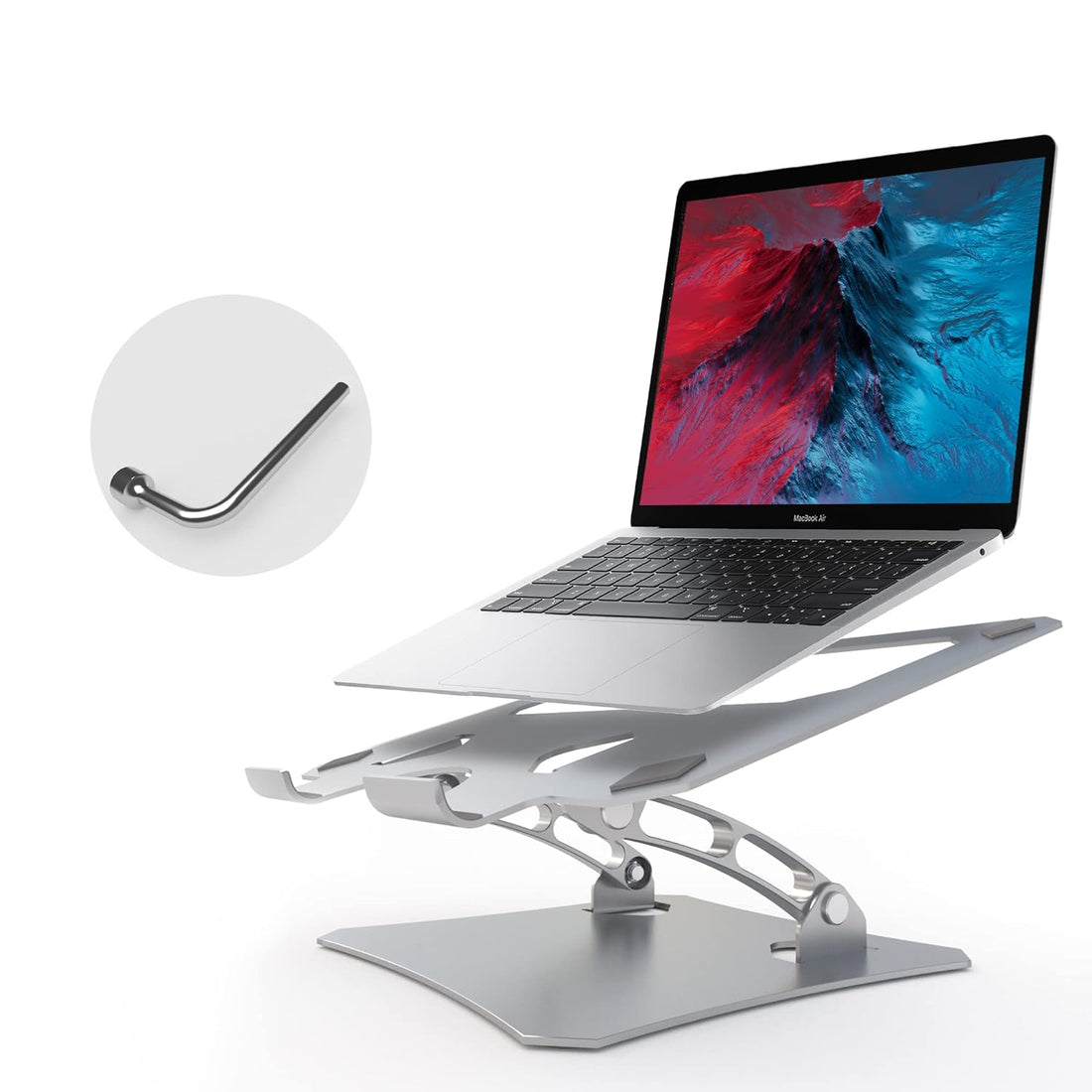 Laptop Stand, Aluminum Computer Riser, Ergonomic Adjustable Notebook Stand, Riser Holder Computer Stand Compatible with Air, Pro, Dell, HP, Lenovo More 10-17" Laptops (Silver)