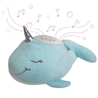 PureBaby™ Sound Sleepers Portable Sound Machine & Star Projector - Plush Sleep Aid for Baby and Toddlers with Soothing Night Light Display, 10 Lullabies, White Noise, and Heartbeat Sounds (Narwhal)