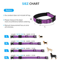 AirTag Dog Collar, IP68 Waterproof Air Tag Dog Collar Holder, Reflective, Ultra-Durable, Comfortable Padded, Heavy Duty Dog Collars for Small Medium Large Dogs (L (14.8"-20.3"), Purple)