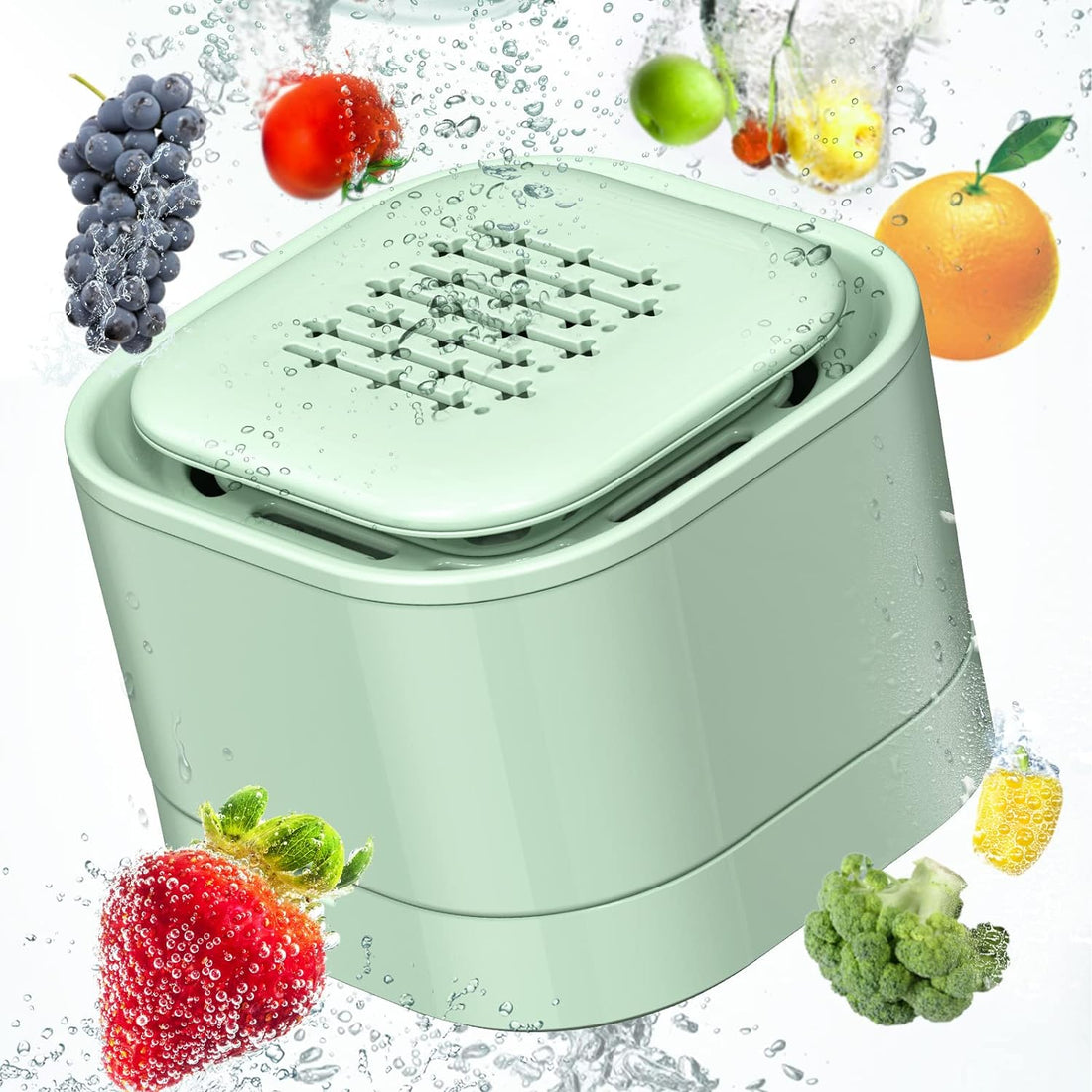 Fruit and Vegetable Washing Machine, Fruit Cleaner Device for Deeply Cleans Fresh Produce, IPX7 Waterproof Wireless Fruit and Vegetable Purifier, OH-Ion Purification Technology Detachable Cleaning