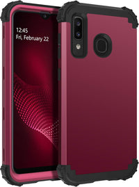 BENTOBEN Samsung Galaxy A50/A30/A20 Case, 3 Layer Hybrid Hard PC Soft Rubber Heavy Duty Rugged Bumper Shockproof Anti Slip Full-Body Protective Phone Cover for Samsung Galaxy A50/A30/A20, Wine Red