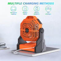Ambitelligence Camping Fan, Rechargeable Outdoor Tent Fan, 270°Head Rotation, Stepless Speed and Quiet Battery Operated USB Fan for Picnic, Barbecue, Fishing, Travel