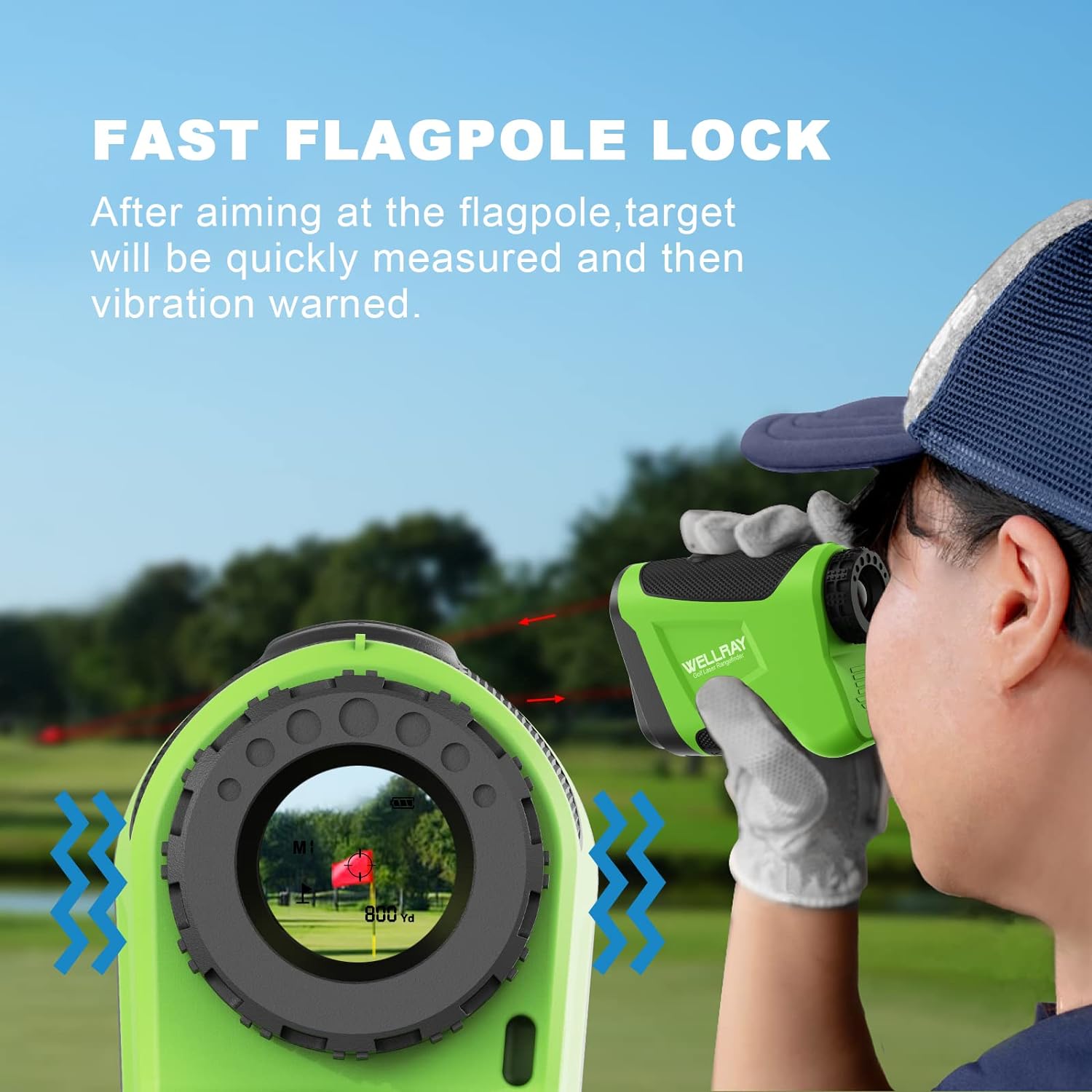 Golf Rangefinder,Wellray Laser Golf Range Finder with Slope,High-Precision 650 Yards Range Finder Devices with 6X Magnification & Flag Pole Locking Vibration Function,Golf Accessories for Men,4 Modes