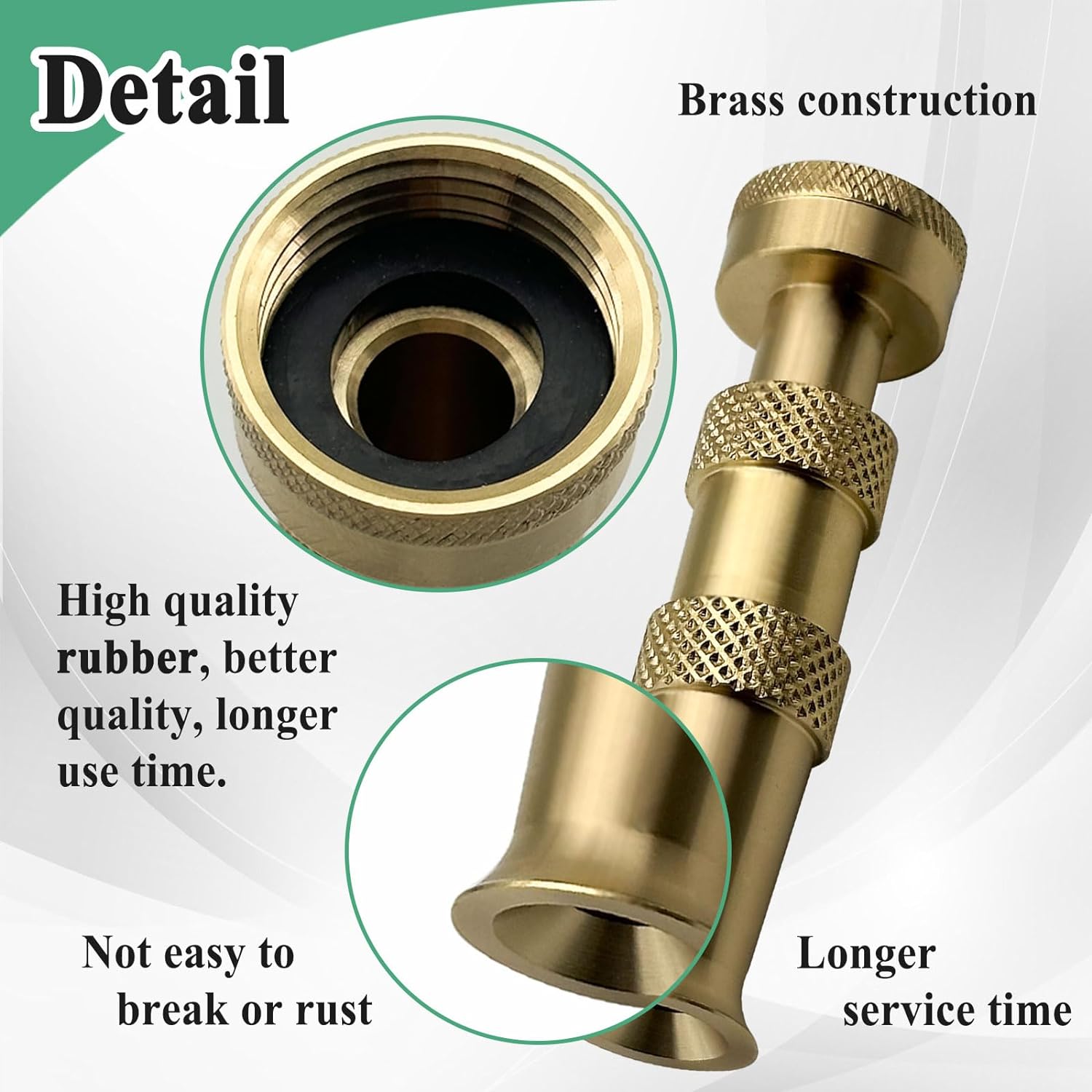 Ebrmeiwo 12380 Adjustable Water Hose Nozzle, Heavy Duty Garden Pipe Nozzle, Brass