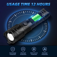 DINGET Rechargeable Flashlights 100000 High Lumens - Super Bright XHP120 LED Flashlight with 5 Light Modes, IP67 Waterproof, Shockproof, Zoomable Flash Light for Camping Hiking Outdoor Emergency