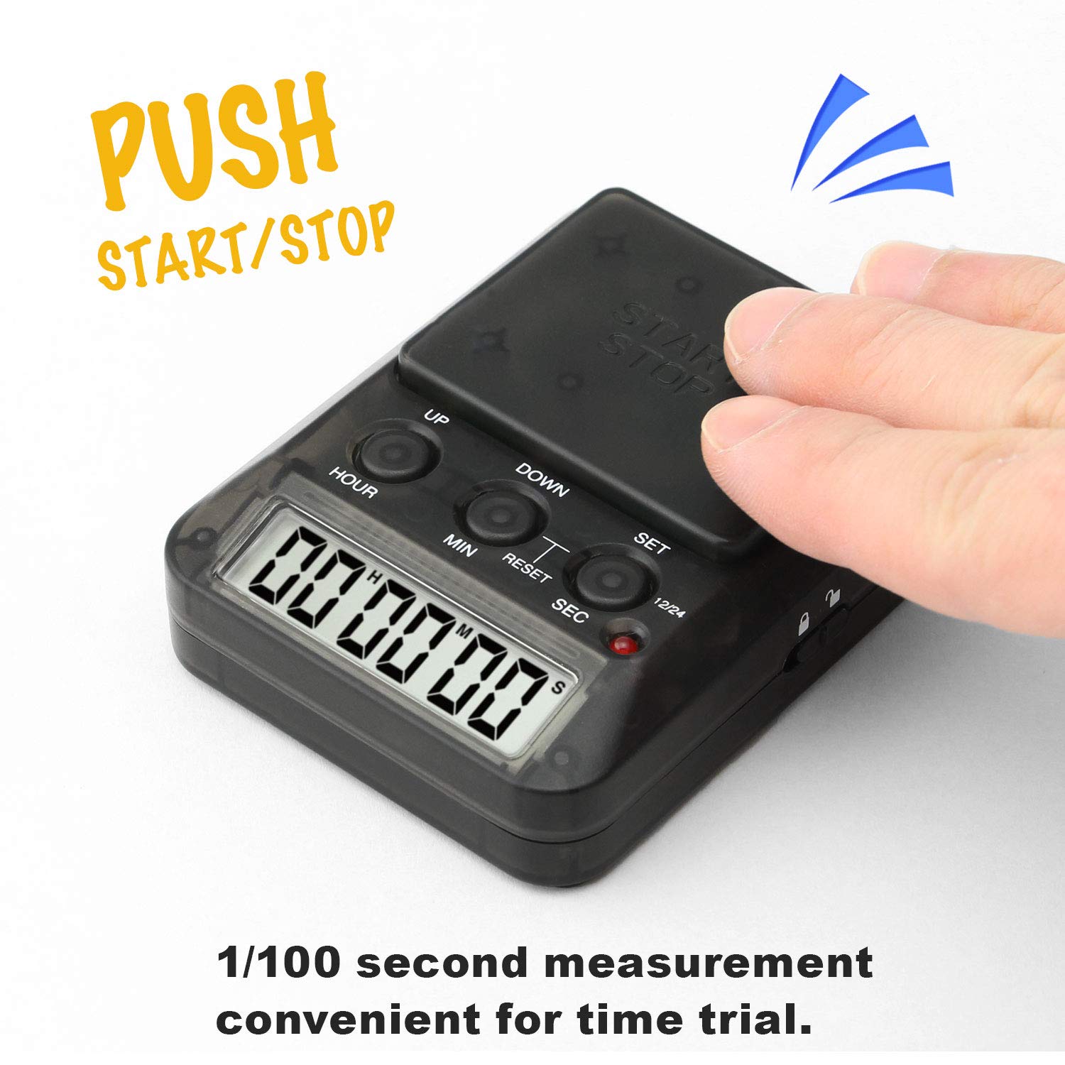 3-in-ONE Digital Timer (Count-Down) / Stopwatch (Count-Up) / Count-Days with LED Lights & Beeps Notification Large Easy-Push Button Mute & Lock Functions Timer for Kids