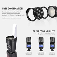 NEEWER Z1 Round Head Flash Accessories Kit for Z1-S, Z1-N, Z1-C Speedlite, Includes Barndoor, Honeycomb Grid, Gel Color Filters, Dome Diffuser, Diffuser Panel, Bounce Diffuser, Carrying Bag, GM-M1