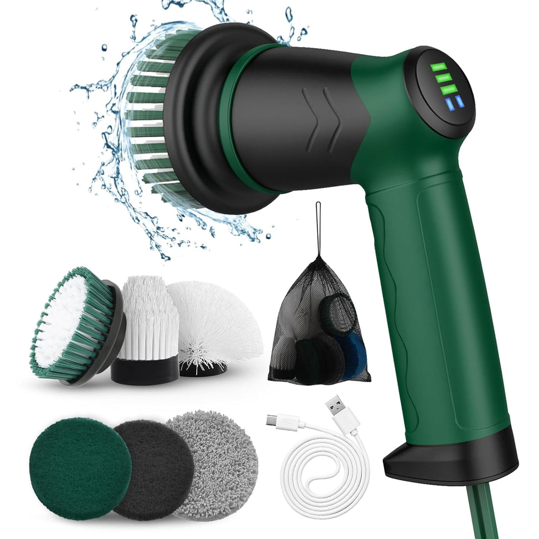 Electric Cleaning Brush Set,Portable Electric Spin Scrubber,Bathroom Scrubber Dual Speed,Handheld Scrubber with 7 Brush Heads,Spin Scrubber for Bathroom,Floor,Tile,Tub,Kitchen,Oven,Car