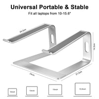 MOTEKK Laptop Stand for Desk - Sturdy Aluminum Computer Stand, Compact Laptop Riser for Desk, Detachable Laptop Holder - Portable Laptop Stand Compatible with 10 to 15.6 in Notebook Computer, Silver