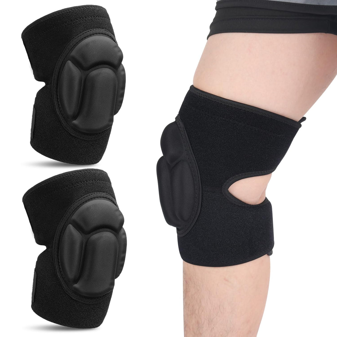 Anti-Slip Collision Avoidance Knee Pads, Patellar Fixation, Adjustable Knee Support, Sports and Garden Work Protection, With GEL Soft Inner Liner, 1 Pair