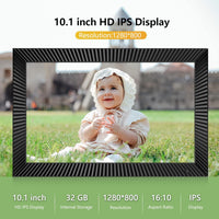 FRAMEO 10.1 inch WiFi Digital Picture Frame Smart Digital Photo Frame with IPS Touch Screen 1280x800 HD Electronic Picture Frame with 16GB Storage Share Photos and Videos Instantly via Frameo APP