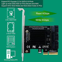 LTERIVER PCI Express X4 to 6-Ports Serial ATA/SATA 3.0 Host Controller Card- Plug and Play on Windows OS, MAC OS and Linux Systems-6X 6Gbps Max SATA 3.0 None Raid Ports-Support AHCI Boot Up (PCE-G2S6)